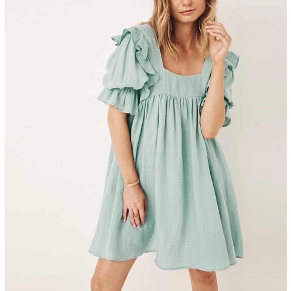 Spell Mint Green Ruffled Mini Dress